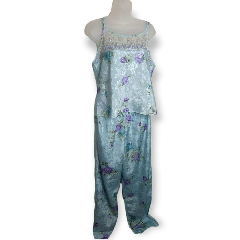 California Dynasty Vintage 2 Piece Floral Pajama Set size L - Picture 2 of 9